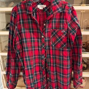 Women’s Vineyard Vines Red and Green Plaid button down Shirt size 12
